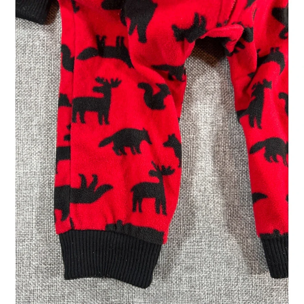 Carter's Kids Woodland Fleece Hooded Jumpsuit 18M Red Black Sherpa Bear Moose